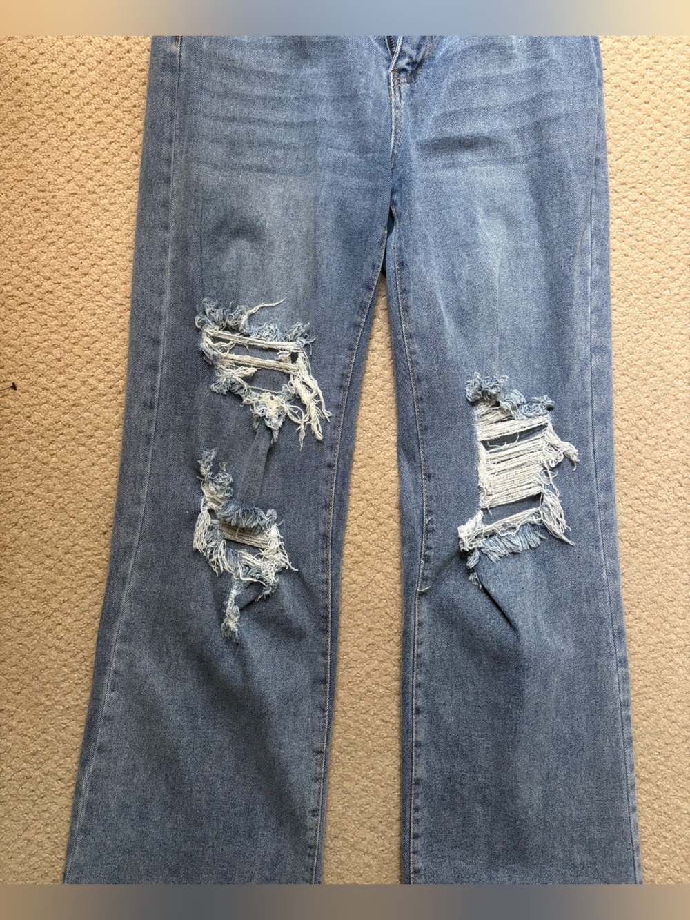 Ripped Light Blue Women's Jeans - Classic Distressed Skinny